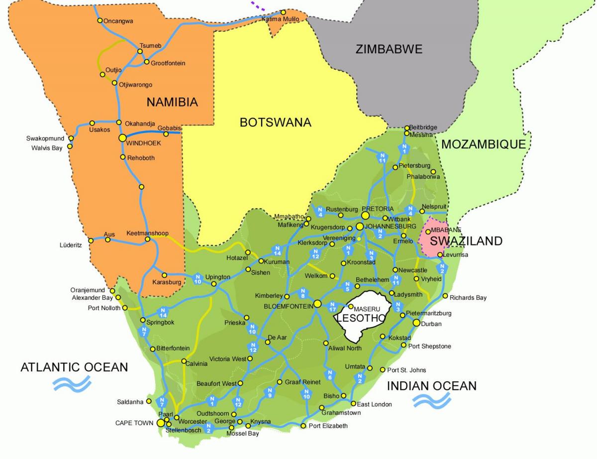 kat jeyografik nan Lesotho ak lafrik di sid