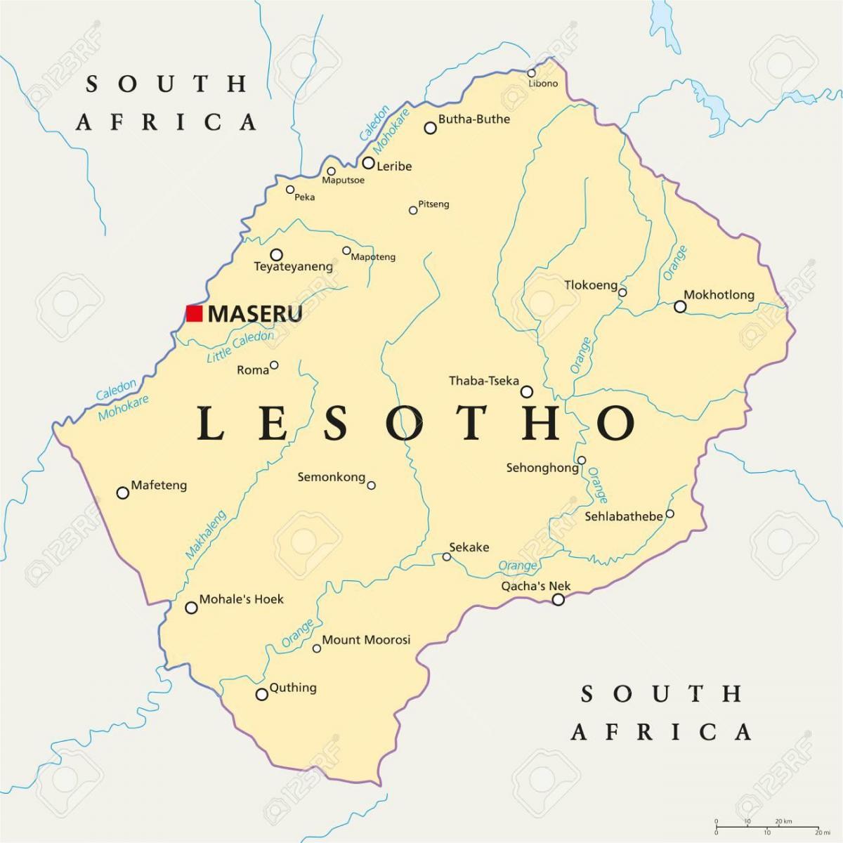 kat jeyografik nan Lesotho maseru